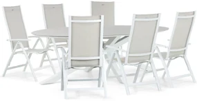 Tuinset 6 personen 240 cm Aluminium/Textileen Wit Hartman Troy/Cervola