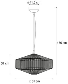 Japandi hanglamp bruin touw 61cm - SveaJapandi E27 rond Binnenverlichting Lamp