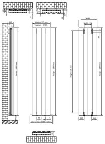 Eastbrook Guardia radiator 35x180cm aluminium 1824W grijs mat