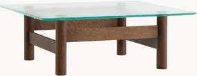 Salontafel Brasilia van eikenhout met glazen tafelblad