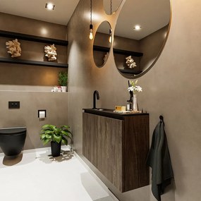 Mondiaz Ture 80cm toiletmeubel dark brown met wastafel urban links 1 kraangat