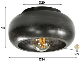 Plafondlamp Zwart Metaal 34 Cm