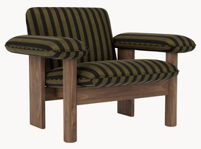 Fluwelen lounge fauteuil Brasilia van walnoothout
