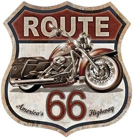 Metalen wandbord Rout 66 Bike, (28 x 28 cm)