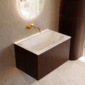Mondiaz Kurve-dlux 70cm badmeubel ruby met 1 lade en wastafel big small midden zonder kraangat opalo