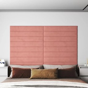 vidaXL Wandpanelen 12 st 1,62 m² 90x15 cm fluweel roze