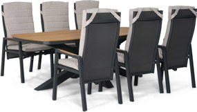 Tuinset 6 personen 220 cm Aluminium Grijs Lifestyle Garden Furniture Vivaro/Camila