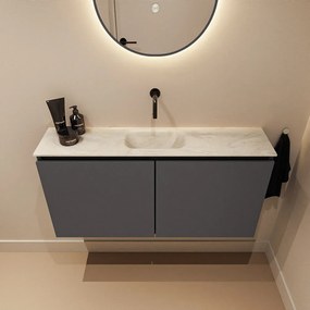 Mondiaz Ture DLux toiletmeubel 100cm dark grey met wastafel ostra midden zonder kraangat