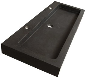 Sanituba Black Spirit wastafel basalt met twee kraangaten 120cm