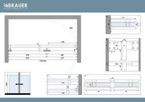 Brauer Void profielloze nisdeur 160cm met draaideur 70cm aan glas zwart mat