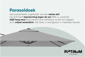 Platinum Voyager zweefparasol T1 2.5x2.5 m. - Light Grey met Modena voet en hoes