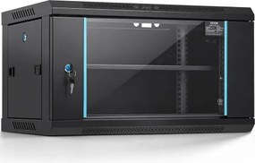 VEVOR 6U wandgemonteerde netwerkserverkast, 14,8 inch diep, serverrackbehuizing, max. 200 lbs. vloergemonteerd laadvermogen, met afsluitbare glazen deur en zijpanelen, voor IT-apparatuur, audiovisuele apparatuur