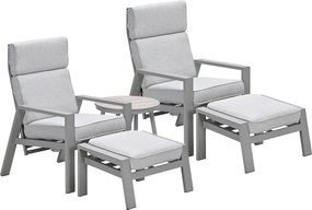 Garden Impressions Lora loungestoelen taupe - Lucas bijzettafel Ø50 cm