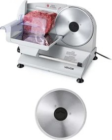 VEVOR Vleessnijmachine 200 W, elektrische snijmachine met twee messen van 19 cm SUS420 staal en een snijdikte van 0–15 mm, universele snijmachine voor diepvriesvlees, ham, stokbrood en biefstuk.