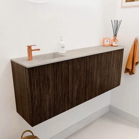 Mondiaz Joya DLux 110cm toiletmeubel ronding rechts walnut met wastafel faye links 1 kraangat opalo