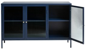 Dressoir Met Ribbelglas Blauw - 132x40x85cm.