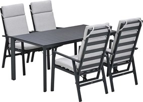 Garden Impressions Kasper tuinset 5-delig - tuintafel 160x84 cm donker grijs