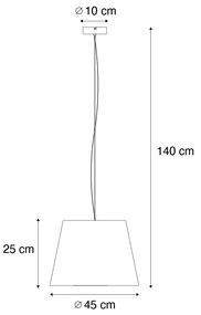 Eettafel / Eetkamer Moderne hanglamp staal met kap 45 cm taupe - Cappo 1 Design, Landelijk / Rustiek, Modern E27 rond Binnenverlichting Lamp
