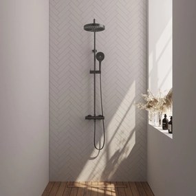 Brauer Stripe opbouw regendouche met 25cm hoofddouche en 3 standen handdouche gunmetal geborsteld PVD