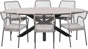 Garden Impressions Ross tuinset sand 7-delig - Tulli tuintafel ovaal 220x115 cm
