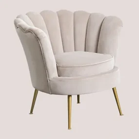 Fauteuil In Fluweel Morla Bruin - Tarwe - Sklum