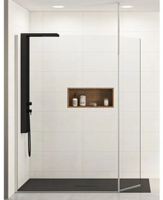 Kinedo Ekinox duo inloopdouche - 100x207 - met 45cm extra draaibare wand - vloer/plafondsteun rechts - 6mm helder glas - Aluminium / veiligheidsglas RVS geborsteld pa4223itnemd