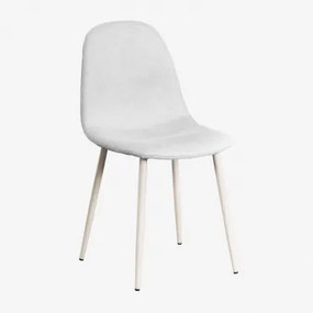 Set Van 4 Eetkamerstoelen In Stof En Staal Glamm Deluxe Beige – Crème & Stof Gebroken Wit - Sklum