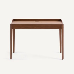 Bureau van notenhoutfineer en leer, Junius, ontwerp door Emmanuel Gallina