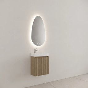 Gliss Design Timotheus toiletmeubel met ribbelfront 40cm ash gray met keramische fontein