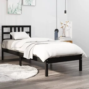 vidaXL Bedframe massief hout zwart 90x200 cm