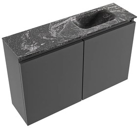 Mondiaz Ture DLux toiletmeubel 80cm dark grey met wastafel lava rechts met kraangat