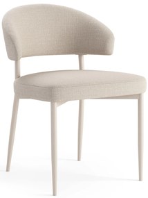IRIS Beige (stof Basel 24) / beige onderstel – MODERNE GESTOFFEERDE STOEL VOOR WOONKAMER / EETKAMER IN BOHO-STIJL