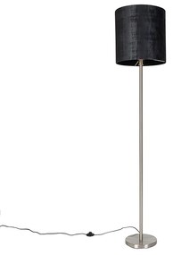 Stoffen Moderne vloerlamp staal met kap zwart 40 cm - Simplo Modern E27 Binnenverlichting Lamp