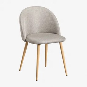Set Van 2 Eetkamerstoelen Kana Natuurlijk Hout & Linnen Bruin - Mokka - Sklum