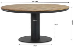 Tuinset Ronde Tuintafel 160 cm Aluminium/rope Grijs 6 personen Coco Puerto/Salerno