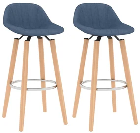 vidaXL Barkrukken 2 st stof blauw