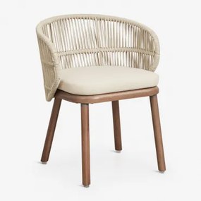 Set Van 4 Eetkamerstoelen Van Acaciahout En Gevlochten Touw Capri Beige – Crème - Sklum