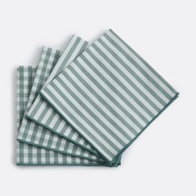 Set van 4 servetten, 30% gerecycled katoen, geweven-geverfd, SOIZIC
