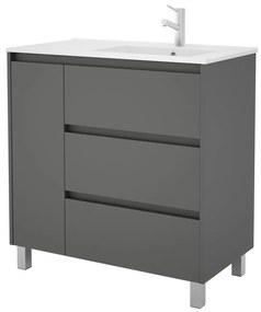 Muebles Rise asymmetrisch staand badmeubel 85cm mat grijs rechts