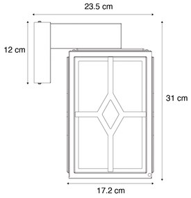 Klassieke buiten wandlamp zwart IP44 - Dover Klassiek / Antiek E27 IP44 Buitenverlichting vierkant