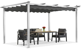 Barbados terraspergola 3x4 m Garden Point wit-antraciet
