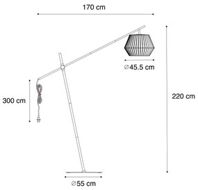 Design buiten vloerlamp zwart met witte kap IP44 - Robbert Design E27 IP44 Buitenverlichting