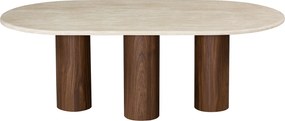 Salontafel Travertin Met Walnoot Poten - 130 X 70cm.