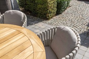 4 Seasons Outdoor Murcia dining set olijfgroen met teak Prado tafel Ø 130 cm      groen weerbestendig