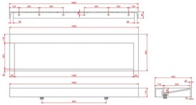 Muebles Calas badmeubel ribbelfront 160cm walnoot met solid surface wastafel zonder kraangaten