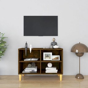 vidaXL Tv-meubel met houten poten 69,5x30x50 cm gerookt eikenkleurig