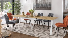 AVERY eik Craft Goud/ onderkant wit - LOFT/INDUSTRIËLE TAFEL VOOR WOONKAMER / EETKAMER UITKLAPBAAR TOT 290 cm!