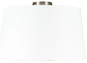 Moderne plafondlamp staal met witte kap 45 cm - Combi