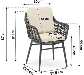 Tuinstoel Aluminium/rope Grijs-antraciet Coco Antoni