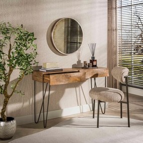 Haltafel Mangohout Met Golvend Front - 120 X 35cm.